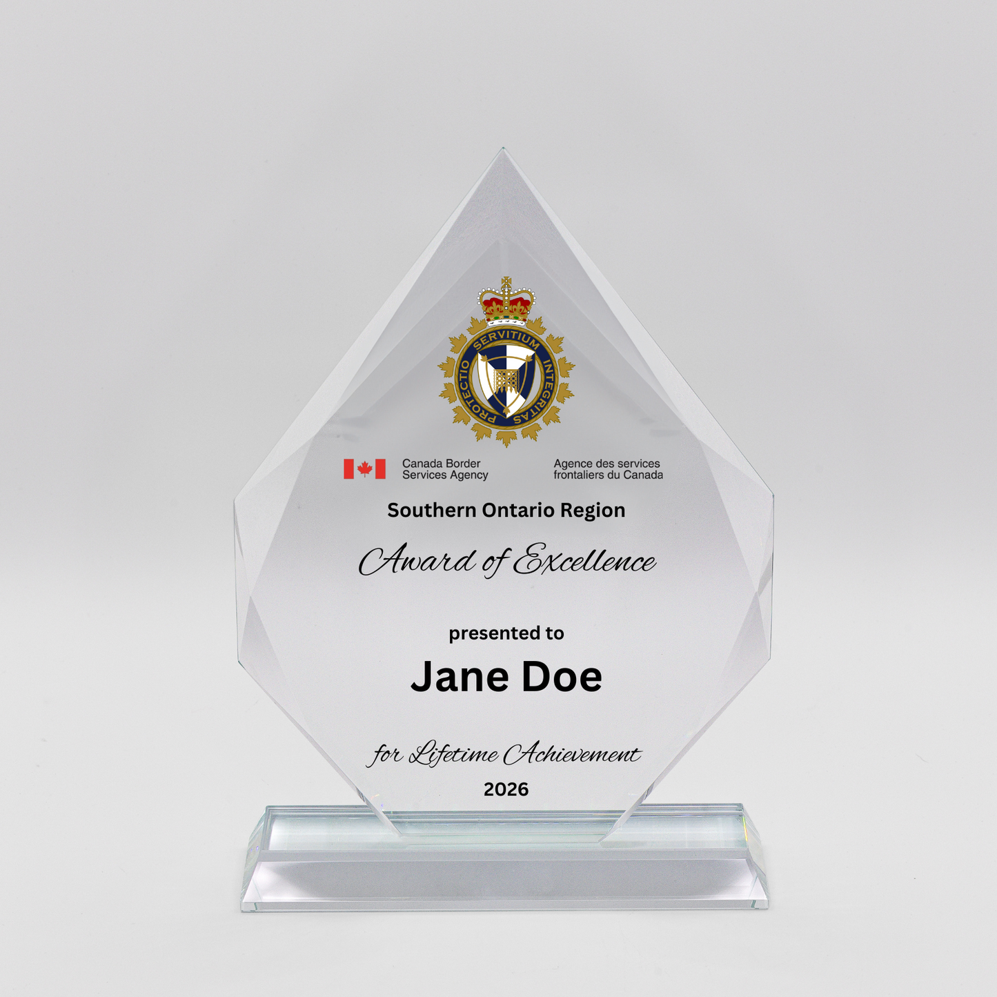 Triangle Glass Award - 10"