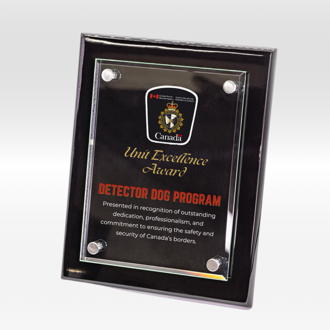 Piano Finish Canterbury Award Plaque with Stand-offs