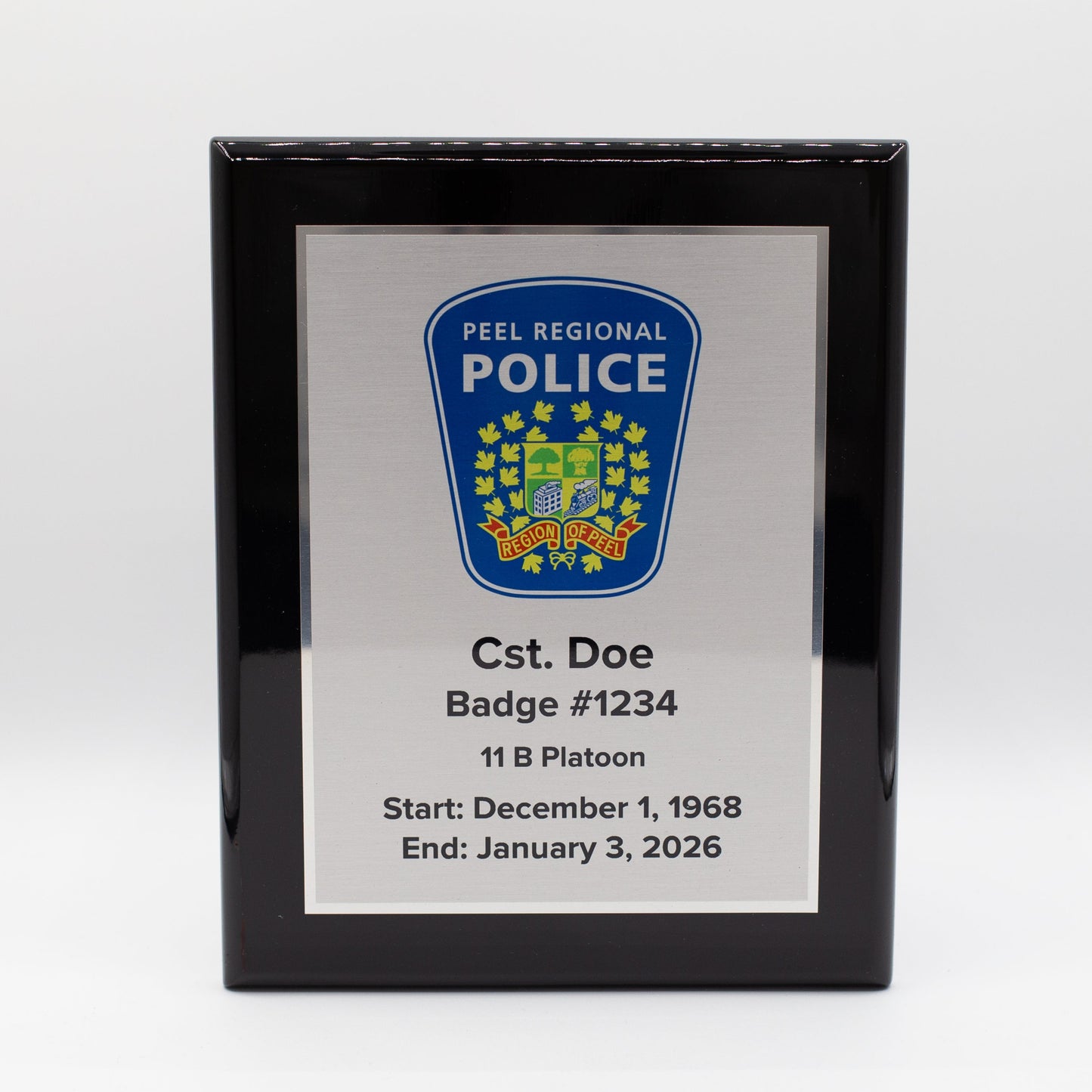 Service Recognition Plaque Black