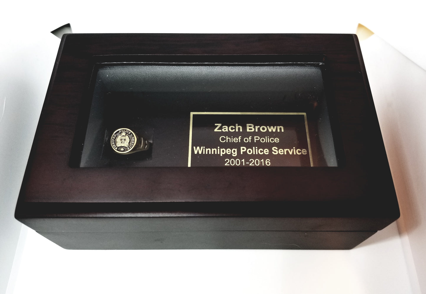 Mahogany Finish Display Case with Custom Engraving