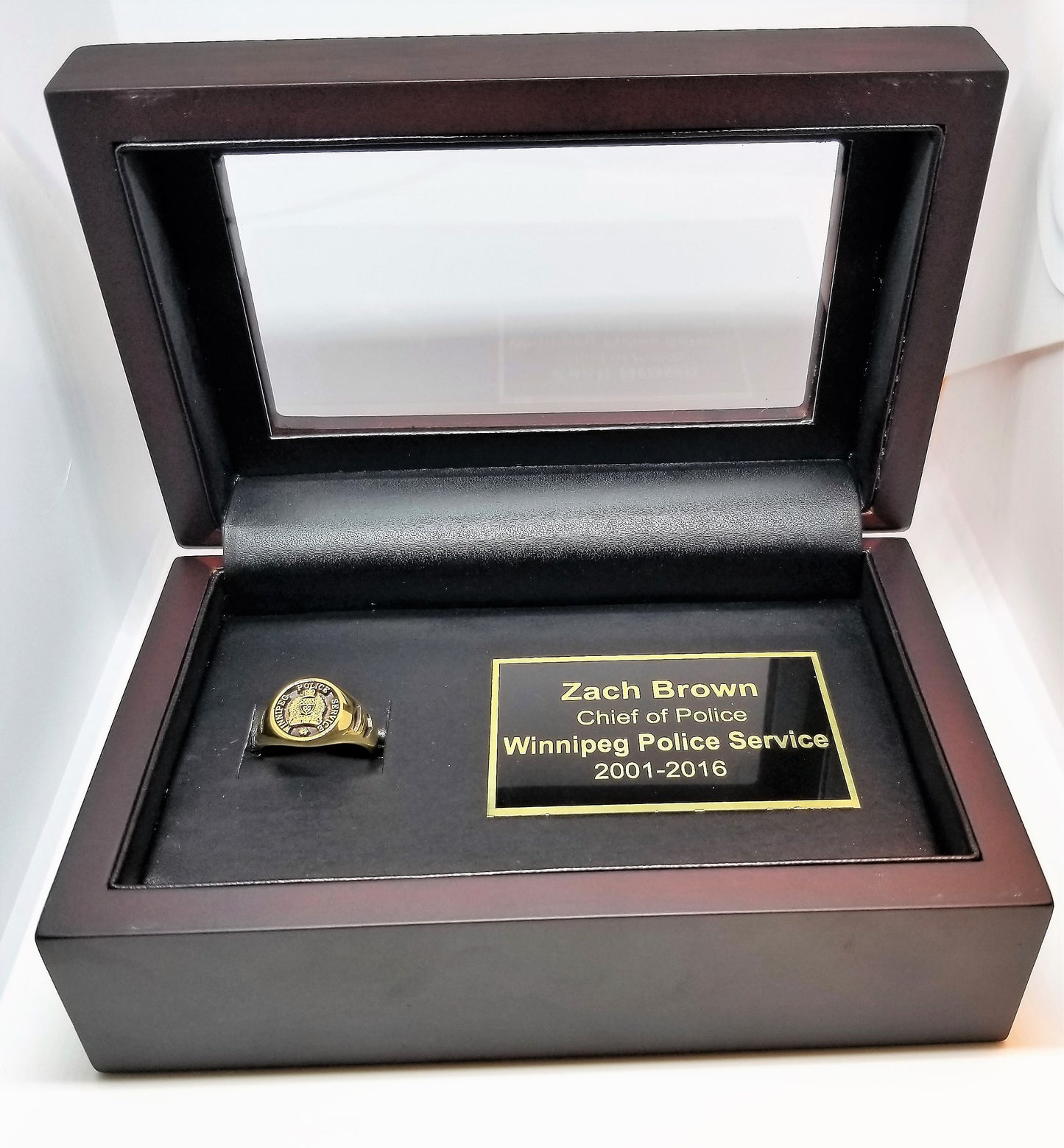 Mahogany Finish Display Case with Custom Engraving