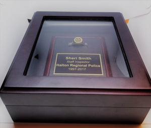 Mahogany Finish Display Case with Custom Engraving
